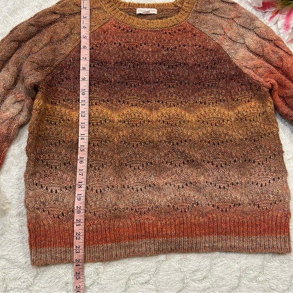 Knox Rose - Fall Colors Ombré Mixed Texture Cable Knit Open Weave Chunky Sweater - Picture 7 of 10